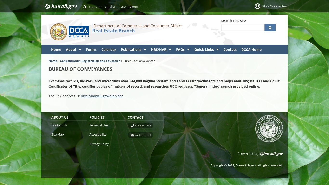 Real Estate Branch | Bureau of Conveyances - Hawaii